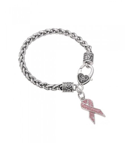 Crystal Breast Awareness Lobster Bracelet