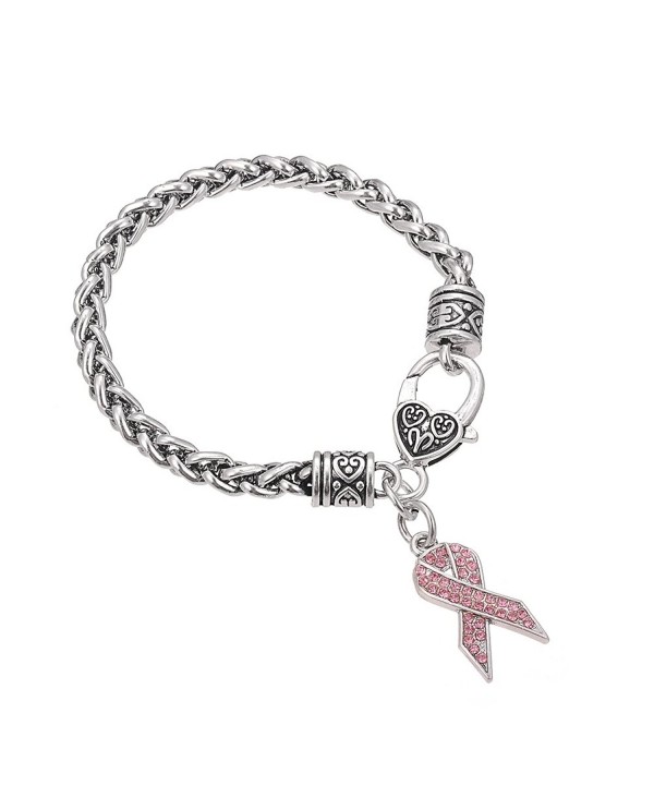 Crystal Breast Awareness Lobster Bracelet