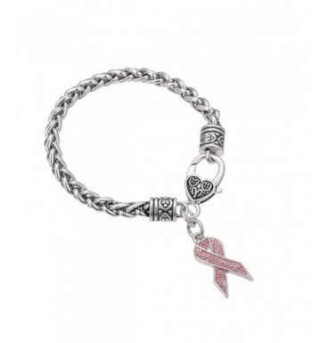 Crystal Breast Awareness Lobster Bracelet