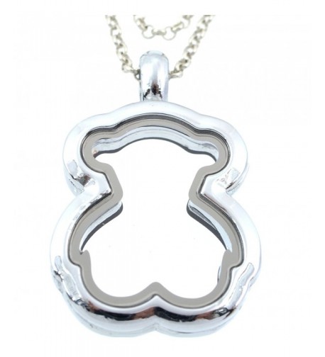 Teddy Floating Locket Necklace Silvertone