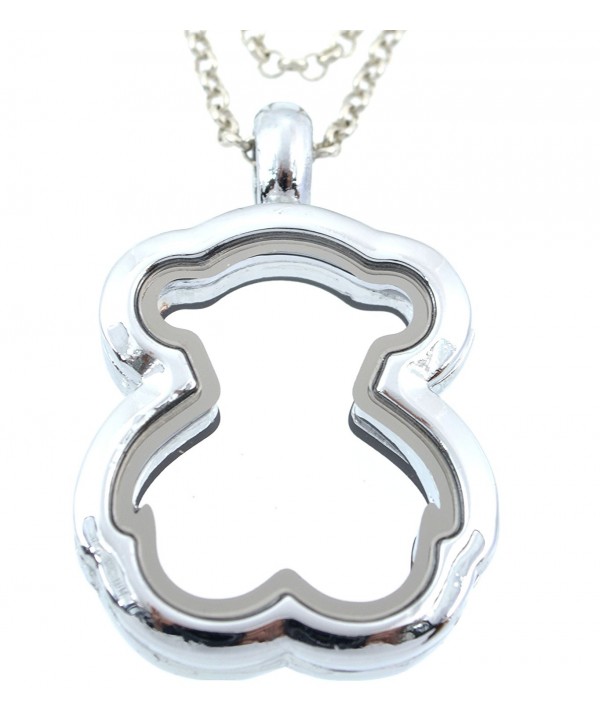 Teddy Floating Locket Necklace Silvertone