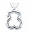 Teddy Floating Locket Necklace Silvertone