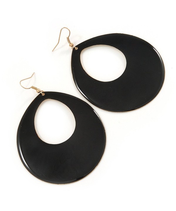 Large Black Enamel Oval Earrings