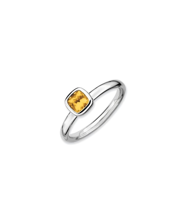 Silver Stackable Cushion Citrine Solitaire