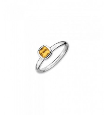 Silver Stackable Cushion Citrine Solitaire