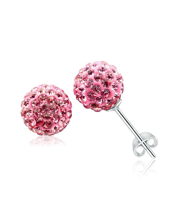 Crystal Ball Earrings Sterling Studs