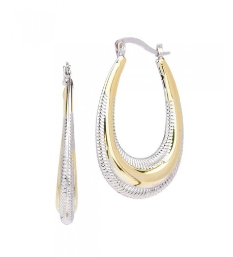 Tone Textured Long Oval Earrings