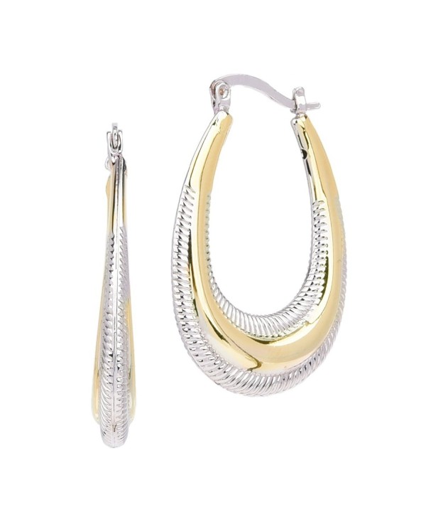 Tone Textured Long Oval Earrings