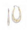 Tone Textured Long Oval Earrings