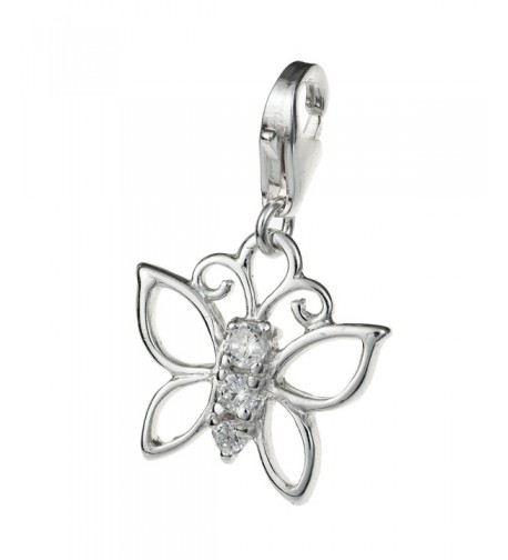 Rhodium Sterling Butterfly Crystal European