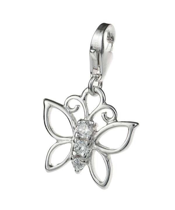 Rhodium Sterling Butterfly Crystal European