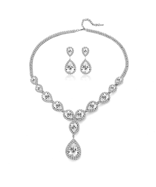 Paxuan Teardrop Champagne Necklace Earrings