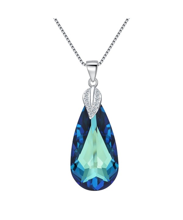 EleQueen Sterling Teardrop Necklace Swarovski