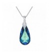 EleQueen Sterling Teardrop Necklace Swarovski