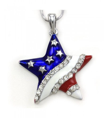 Patriotic American Necklace Pendant Rhinestones