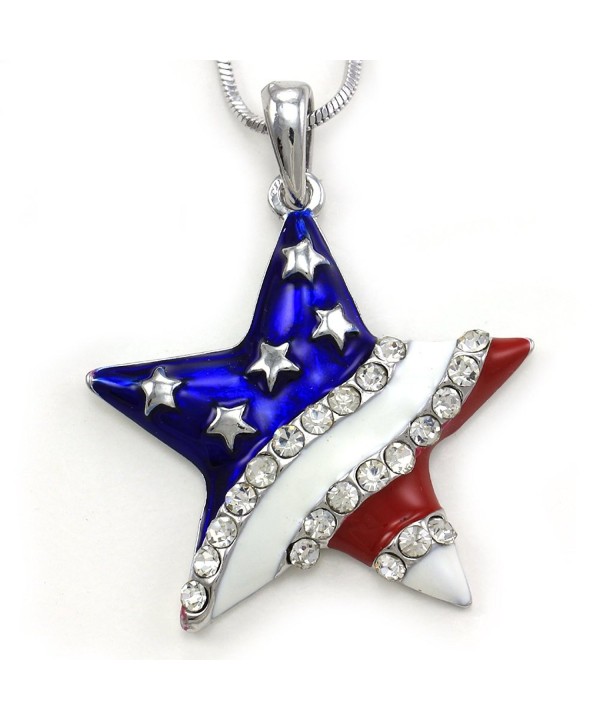 Patriotic American Necklace Pendant Rhinestones