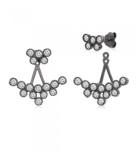 Sterling Zirconia Cluster Earring Rhodium