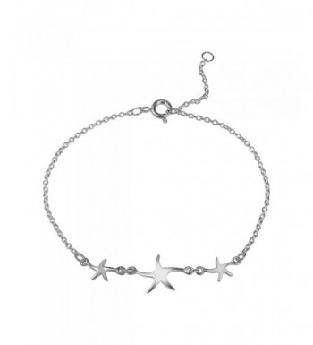 Three Starfish Sterling Silver Bracelet