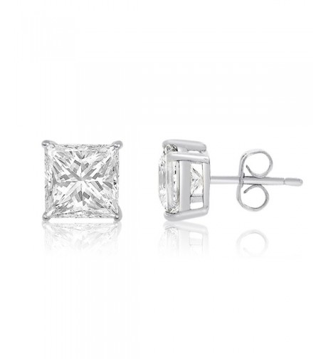 Princess Zirconia Sterling Setting Earrings