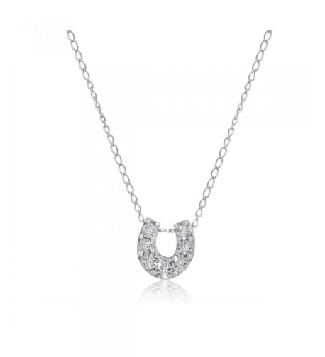 Horseshoe Diamond Pendant Necklace Sterling Silver