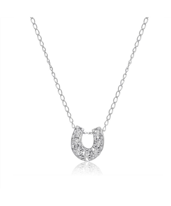 Horseshoe Diamond Pendant Necklace Sterling Silver