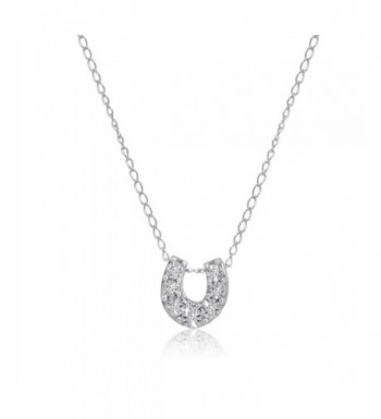 Horseshoe Diamond Pendant Necklace Sterling Silver