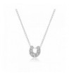 Horseshoe Diamond Pendant Necklace Sterling Silver