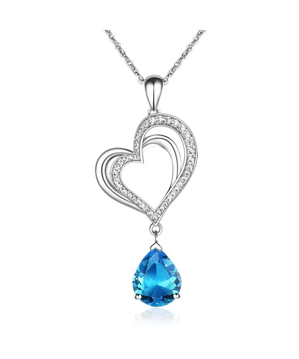 Pendant Necklace Aquamarine Crystal Birthstone