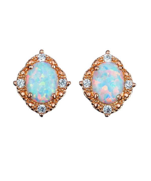 Created white Opal Earrings Women