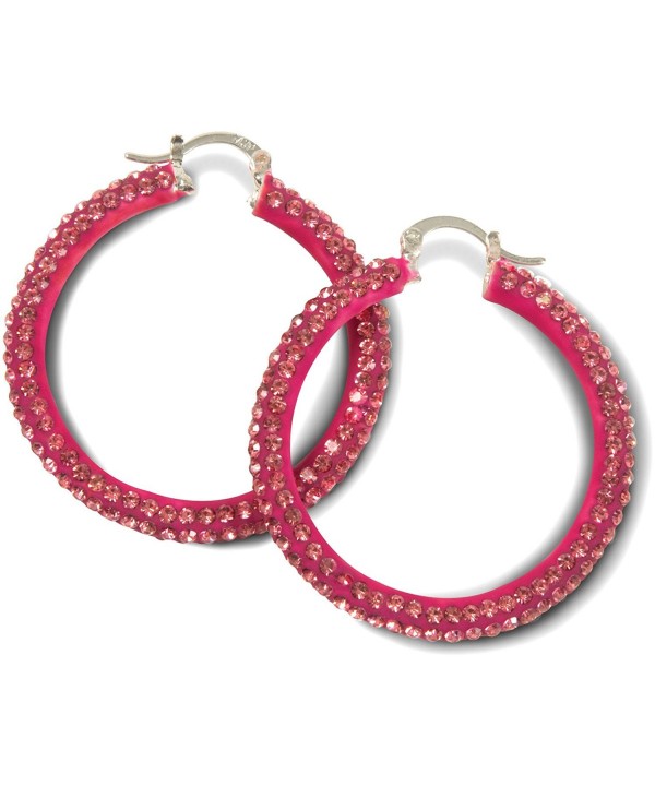 Hot Pink Crystal Hoop Earrings