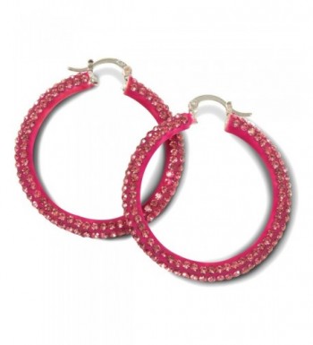 Hot Pink Crystal Hoop Earrings