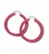 Hot Pink Crystal Hoop Earrings