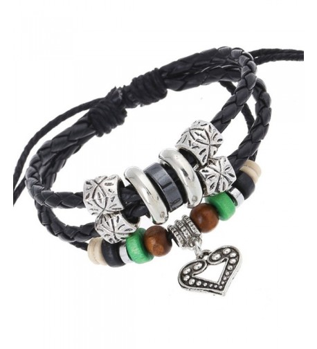 Handmade Braided Beads Leather Bracelet