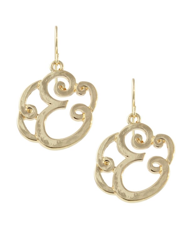 Letter Monogram Initial Scrollwork Earrings