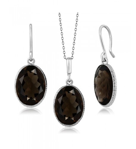 Smokey Quartz Sterling Pendant Earrings