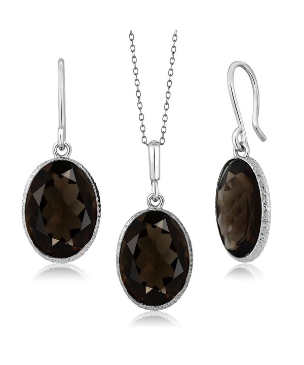 Smokey Quartz Sterling Pendant Earrings