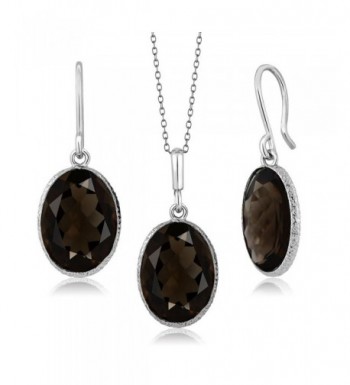 Smokey Quartz Sterling Pendant Earrings