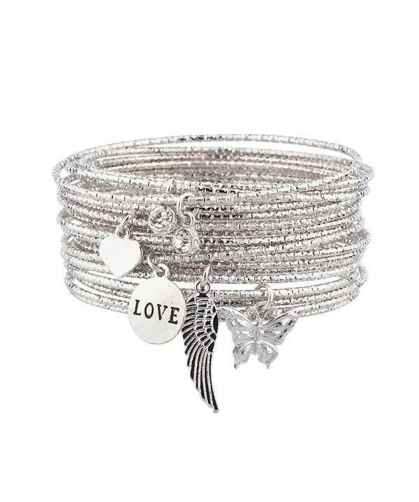 Lux Accessories Silver Charm Bangle