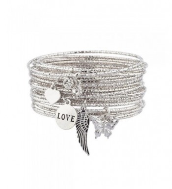 Lux Accessories Silver Charm Bangle