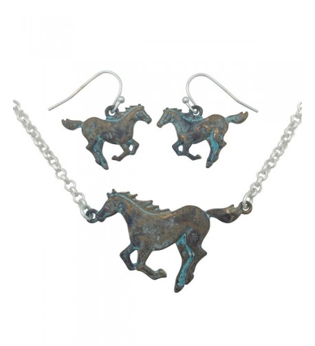 Running Western Necklace Earring Patina