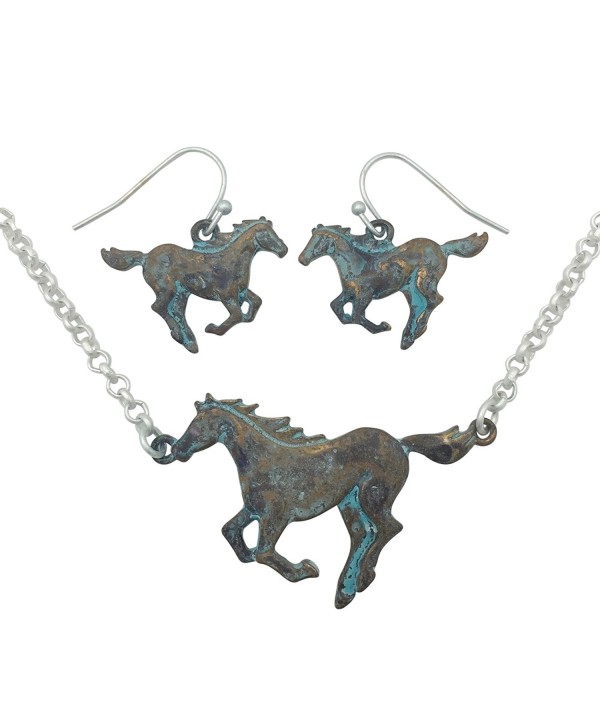 Running Western Necklace Earring Patina