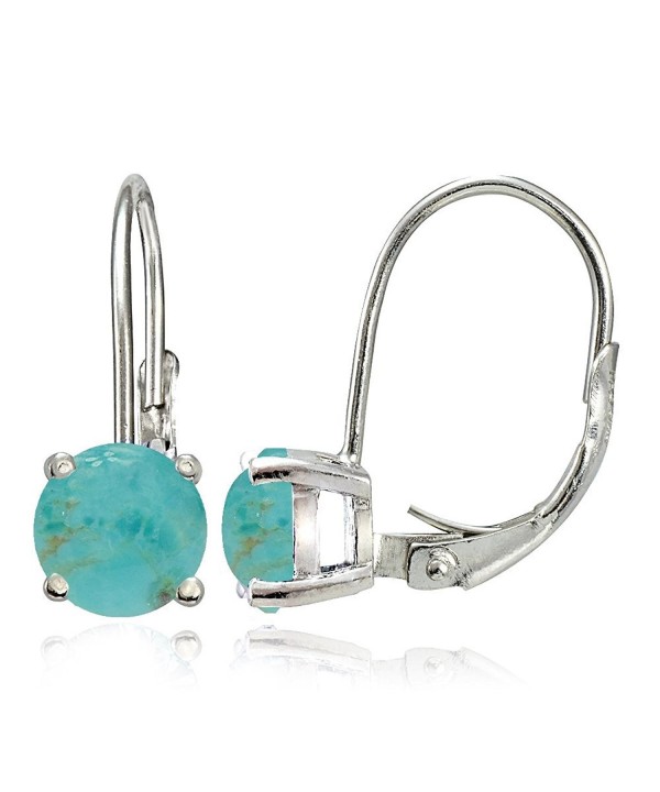 Sterling Simulated Turquoise Leverback Earrings