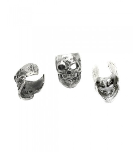 Antiqued Silver Skull Cuffs Pair