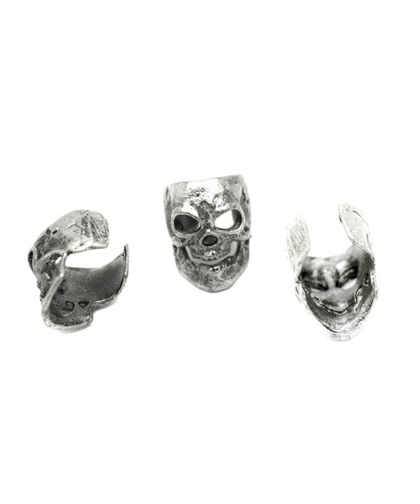 Antiqued Silver Skull Cuffs Pair