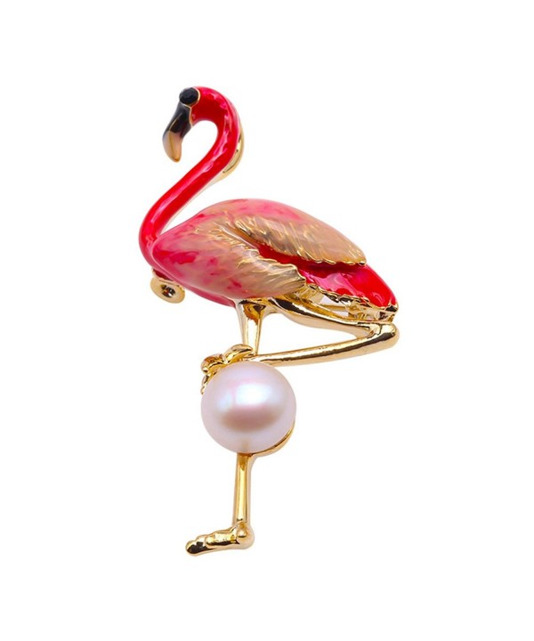 JYX Flamingo Freshwater Pearl Brooches