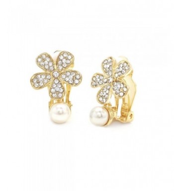 Simulated Earrings Flower Crystal Fashion