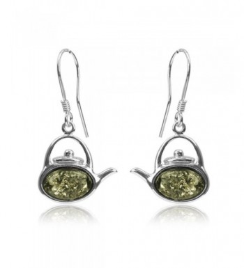 Sterling Silver Amber Kettle Earrings