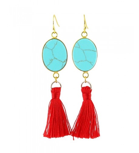 SUNYIK Howlite Turquoise Tassel Earrings