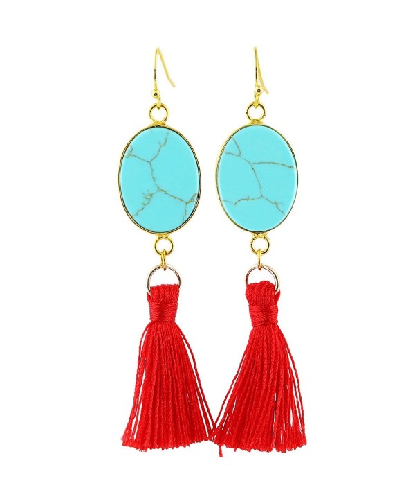 SUNYIK Howlite Turquoise Tassel Earrings