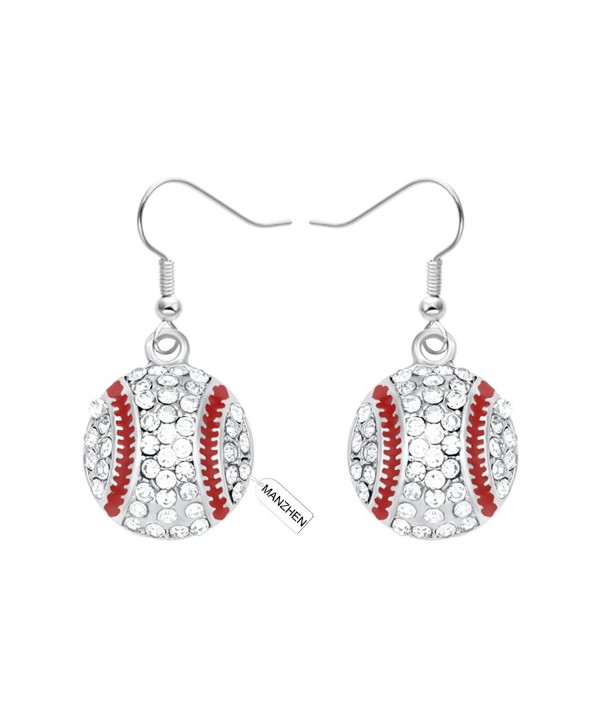 MANZHEN Baseball Softball Crystal Earrings